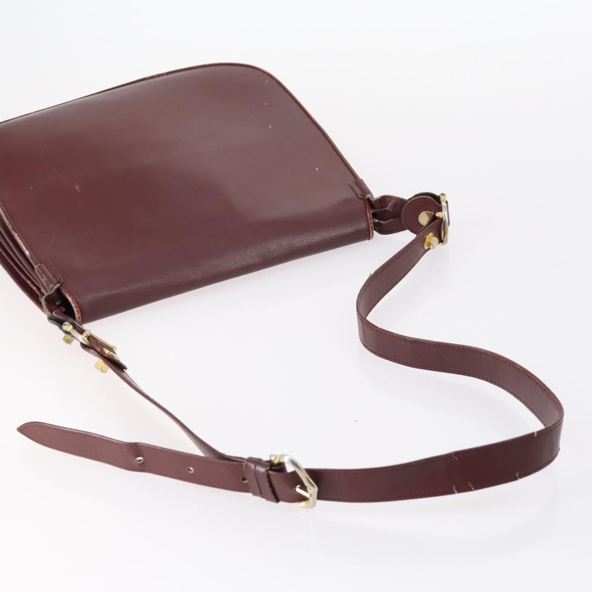 CARTIER Must Line Shoulder Bag Leather 4 Set Bordeaux Auth ki6207