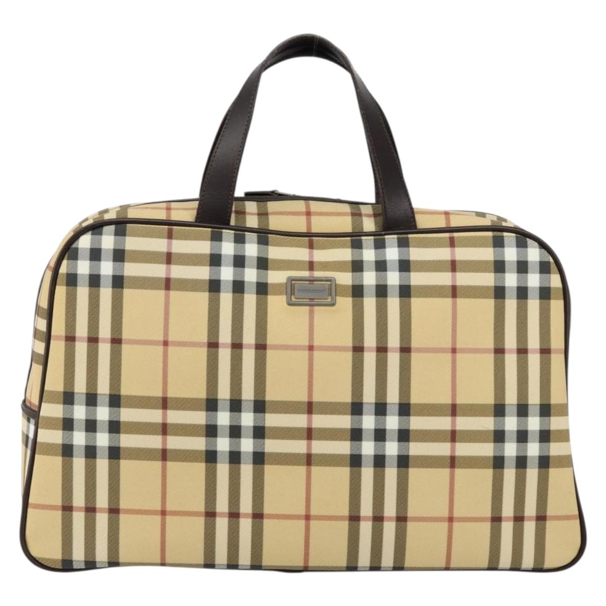 BURBERRY Nova Check Hand Bag PVC Beige Auth ki6212