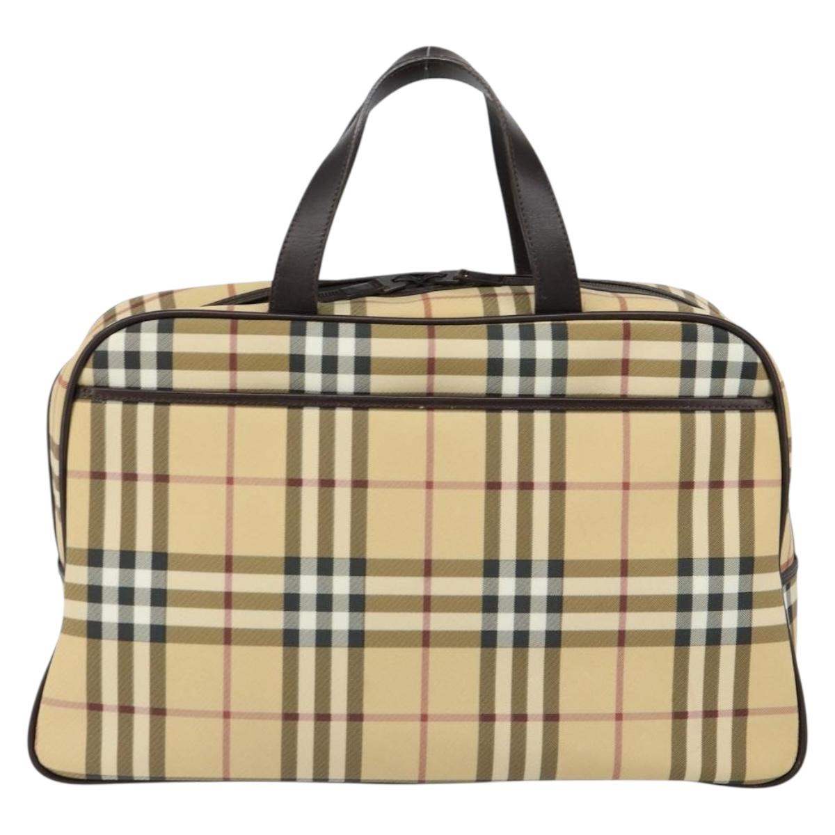 BURBERRY Nova Check Hand Bag PVC Beige Auth ki6212