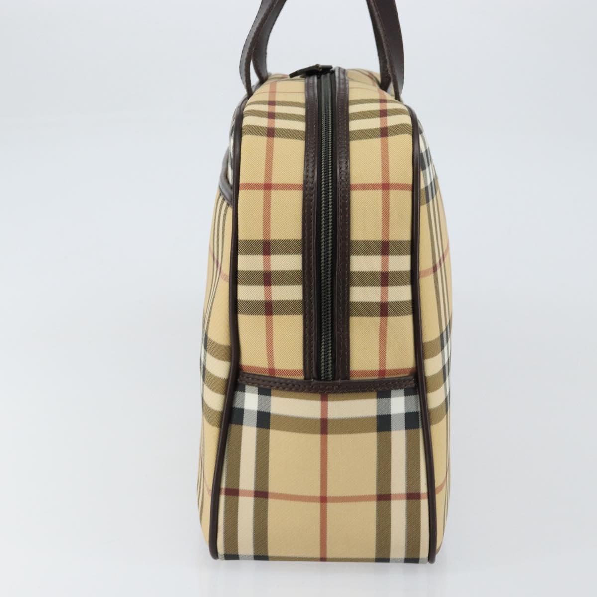 BURBERRY Nova Check Hand Bag PVC Beige Auth ki6212