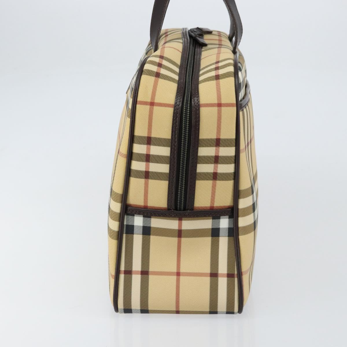 BURBERRY Nova Check Hand Bag PVC Beige Auth ki6212