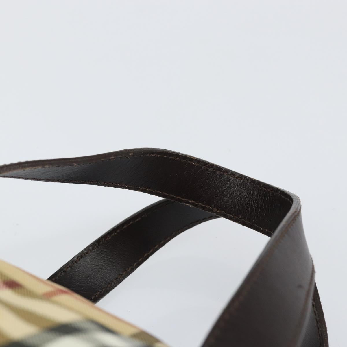 BURBERRY Nova Check Hand Bag PVC Beige Auth ki6212