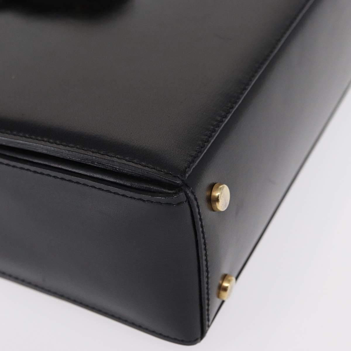 CELINE Hand Bag Leather Black Gold Auth ki6217