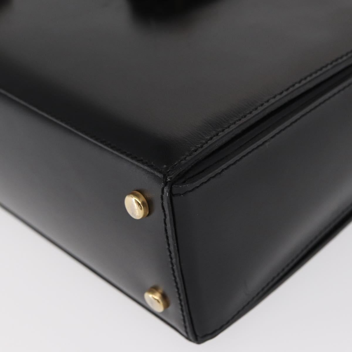 CELINE Hand Bag Leather Black Gold Auth ki6217