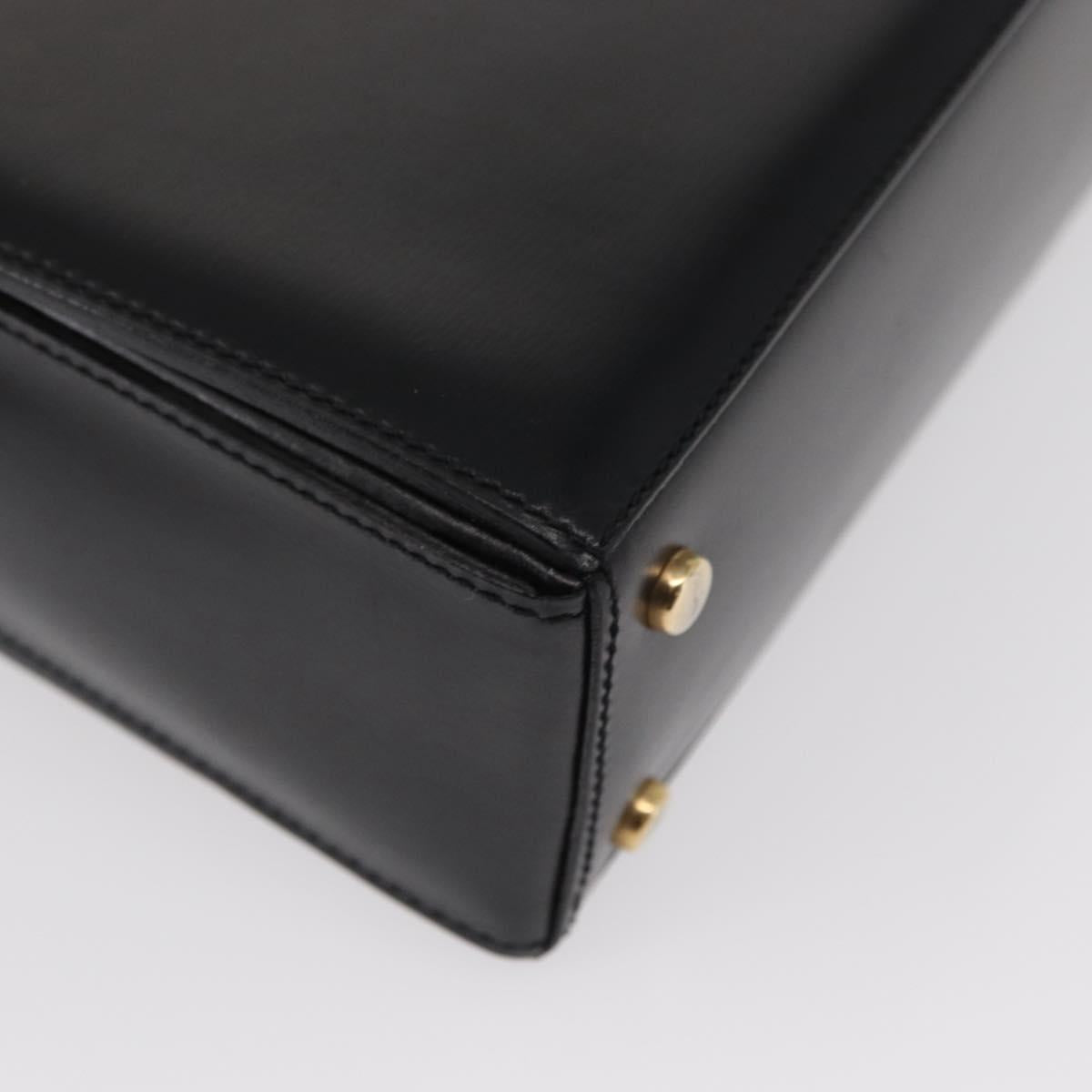 CELINE Hand Bag Leather Black Gold Auth ki6217