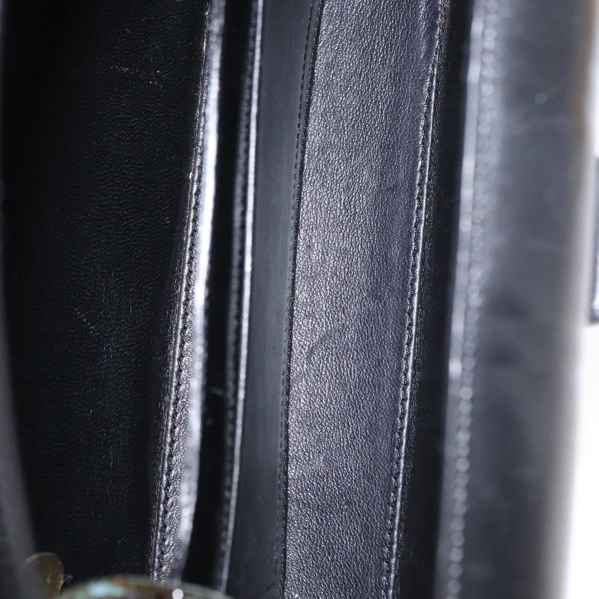 CELINE Hand Bag Leather Black Gold Auth ki6217