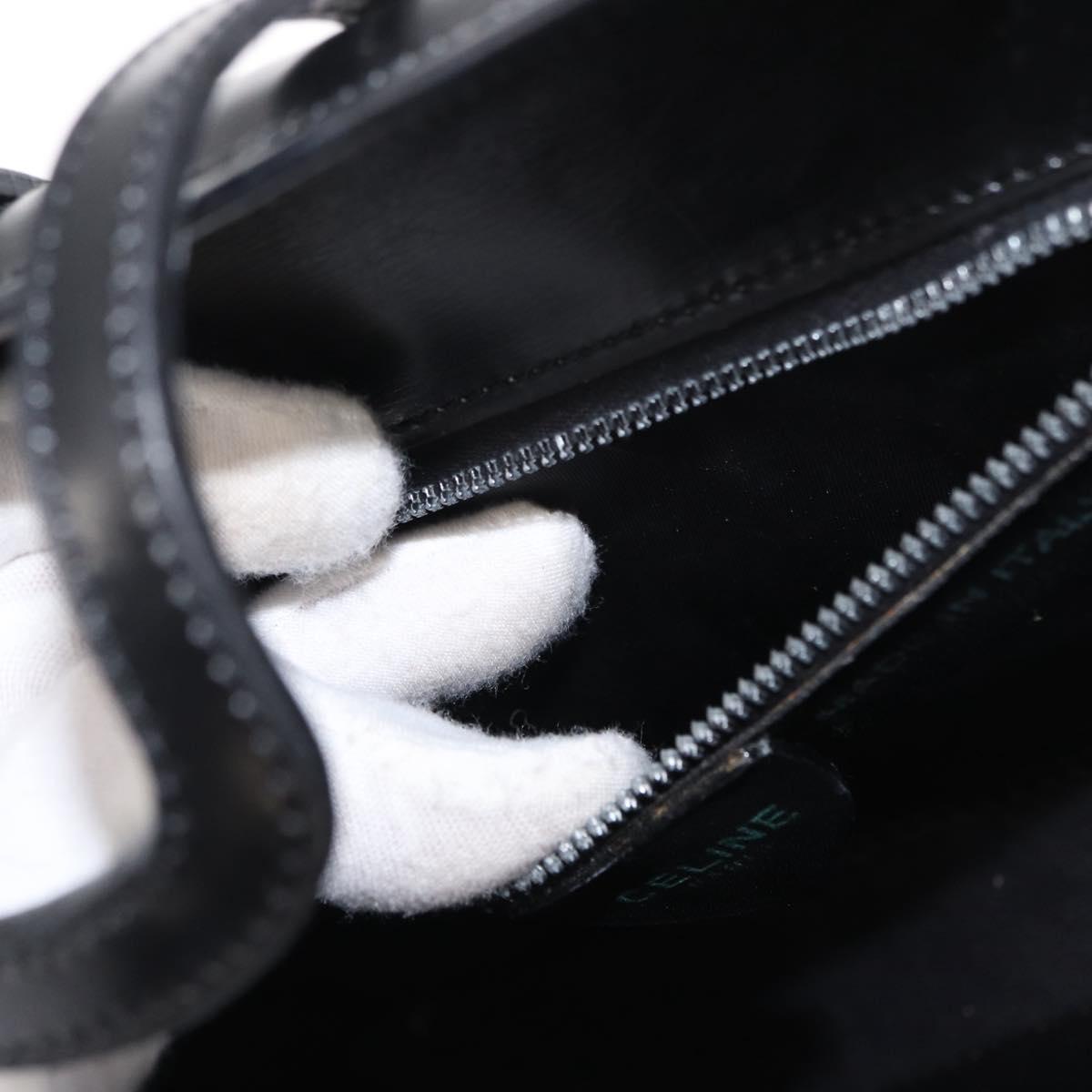 CELINE Hand Bag Leather Black Gold Auth ki6217