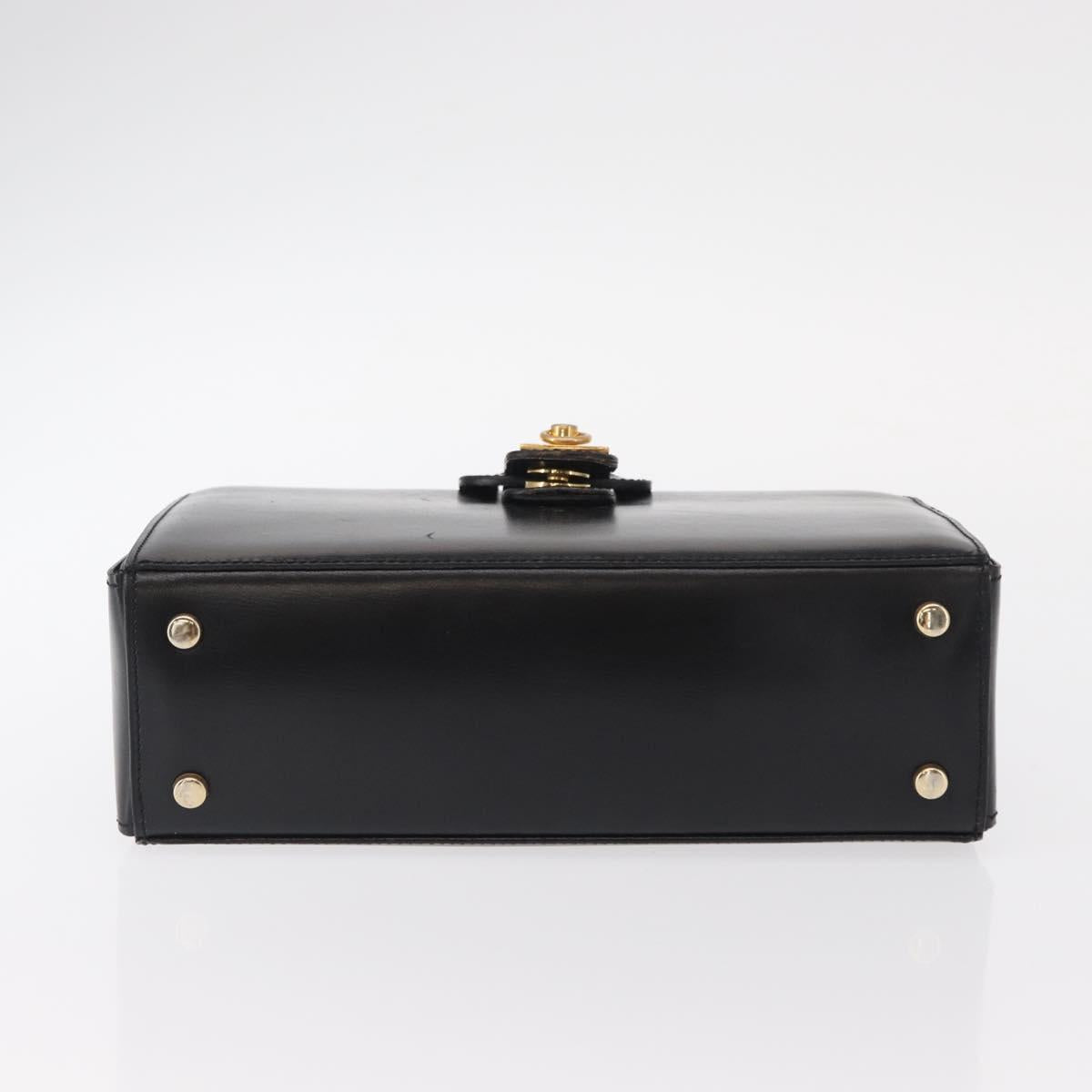CELINE Hand Bag Leather Black Gold Auth ki6217