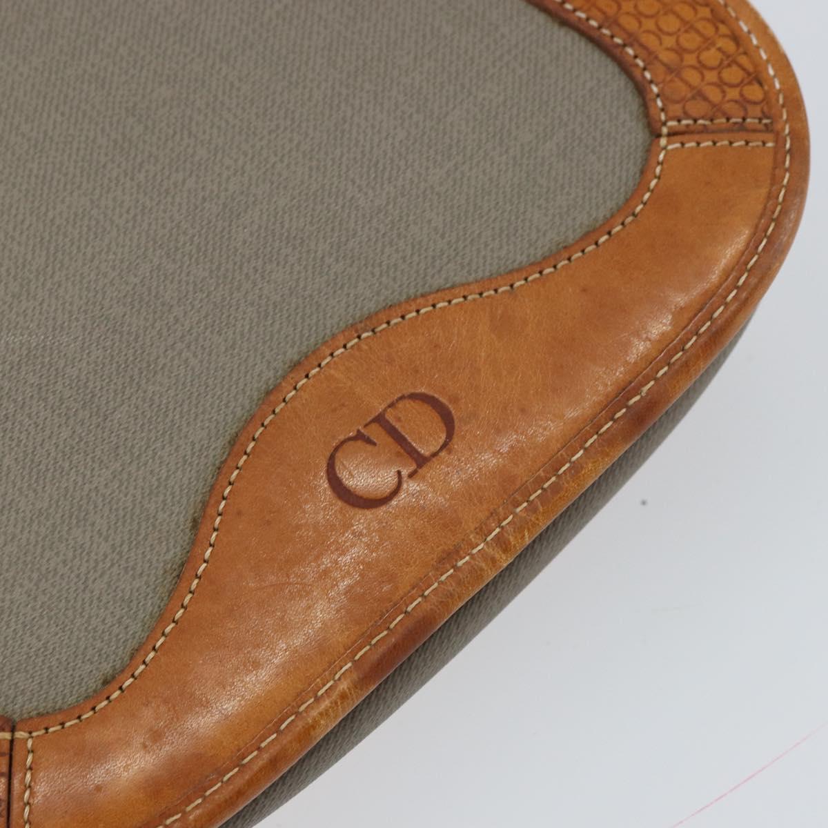 Christian Dior Shoulder Bag Coated Canvas Gray Gold Auth ki6220