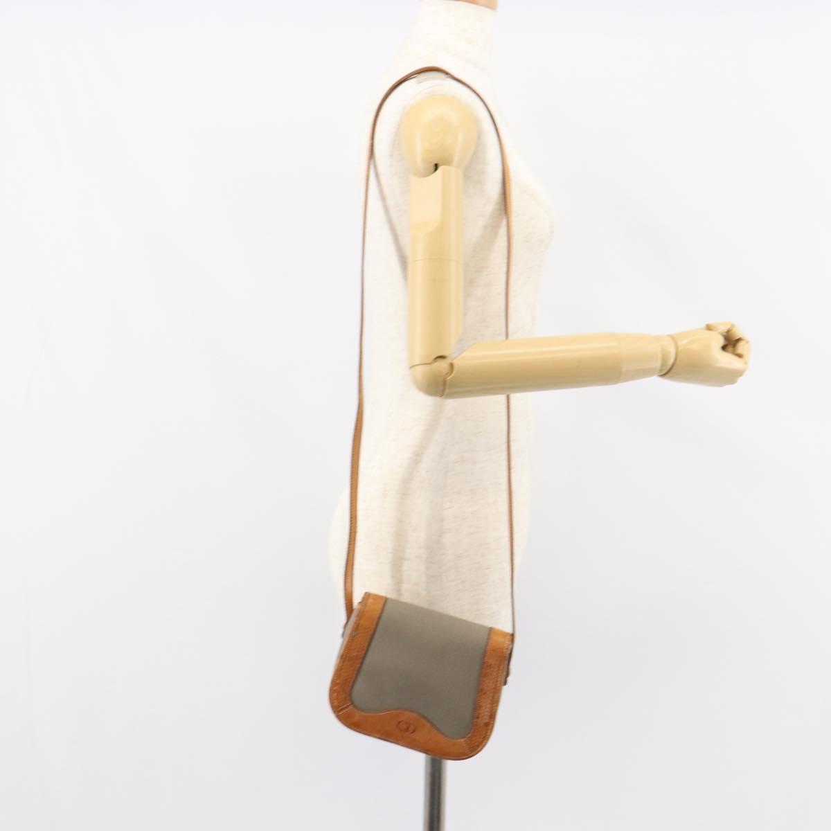 Christian Dior Shoulder Bag Coated Canvas Gray Gold Auth ki6220