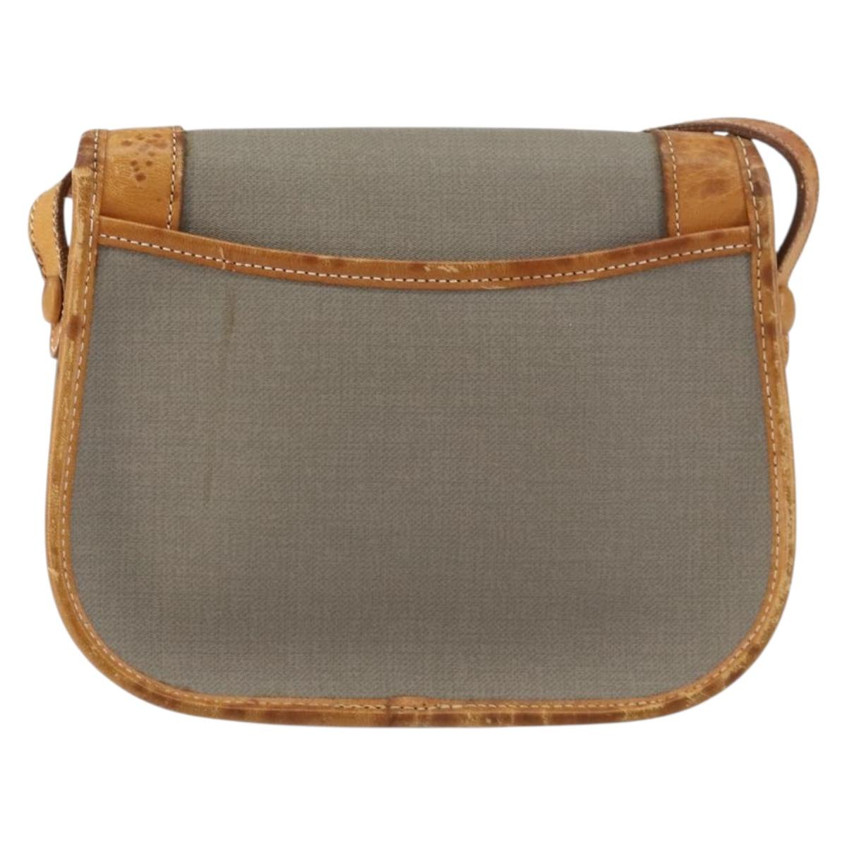 Christian Dior Shoulder Bag Coated Canvas Gray Gold Auth ki6220
