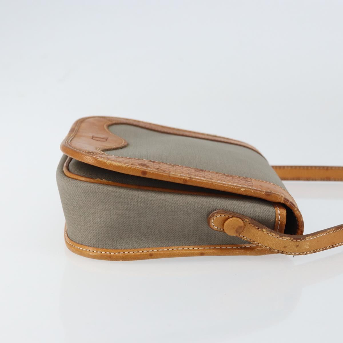 Christian Dior Shoulder Bag Coated Canvas Gray Gold Auth ki6220