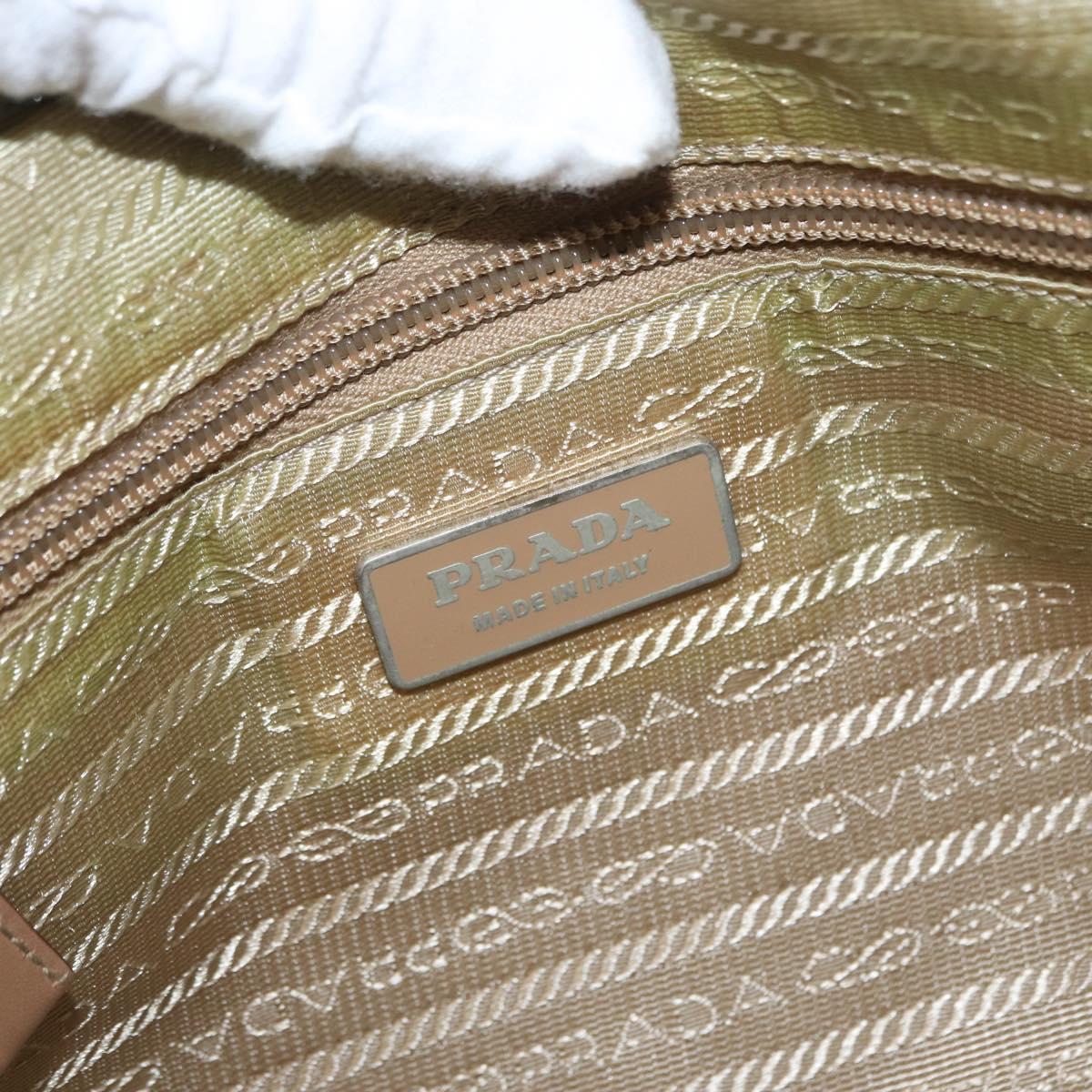 PRADA Shoulder Bag Nylon Beige Silver Auth ki6222