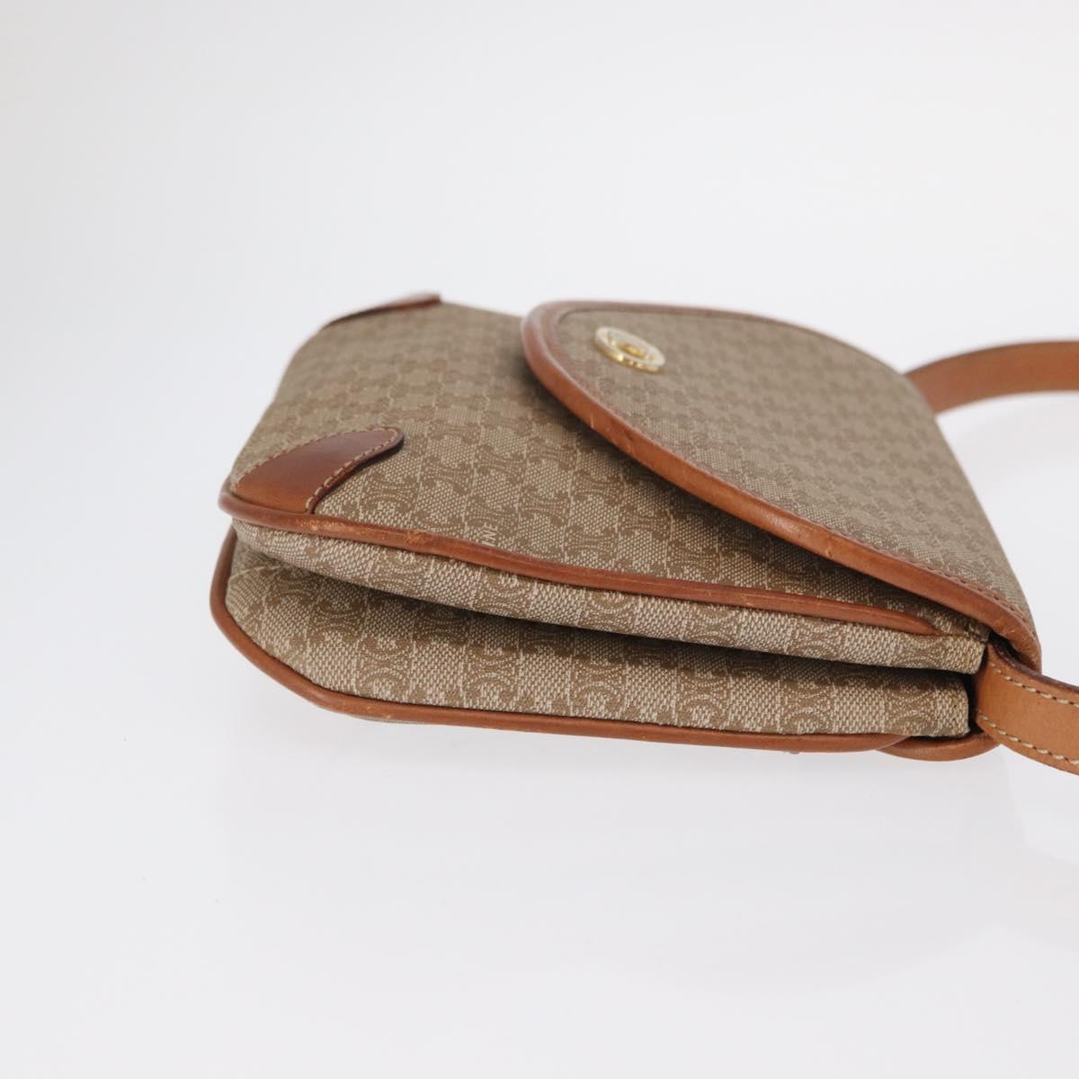 CELINE Macadam Canvas Shoulder Bag PVC Beige Gold Auth ki6223