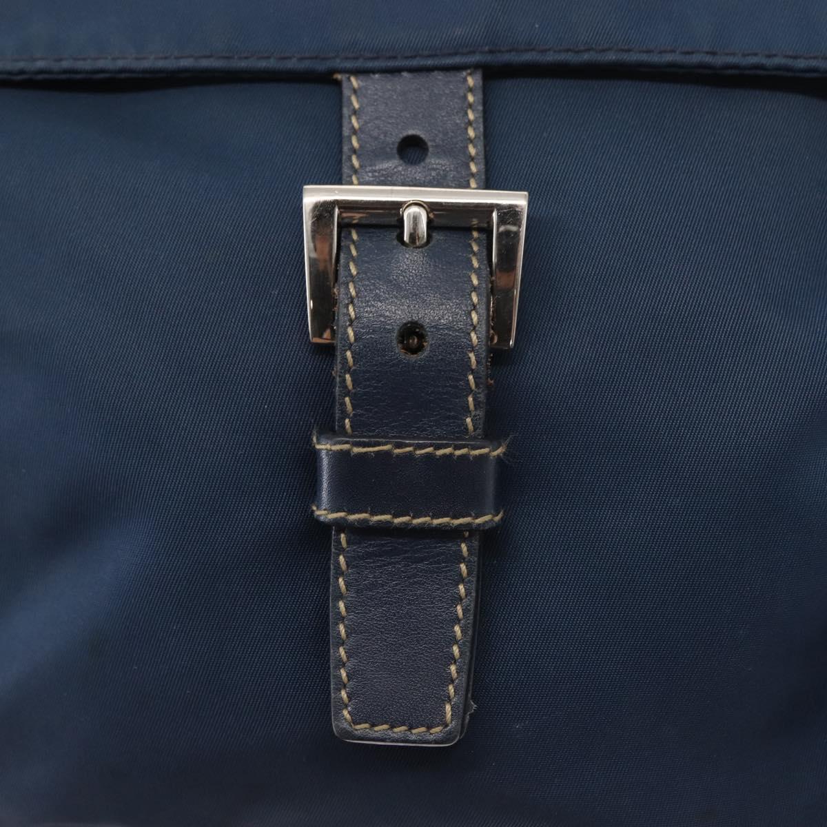 PRADA Shoulder Bag Nylon Navy Silver Auth ki6224