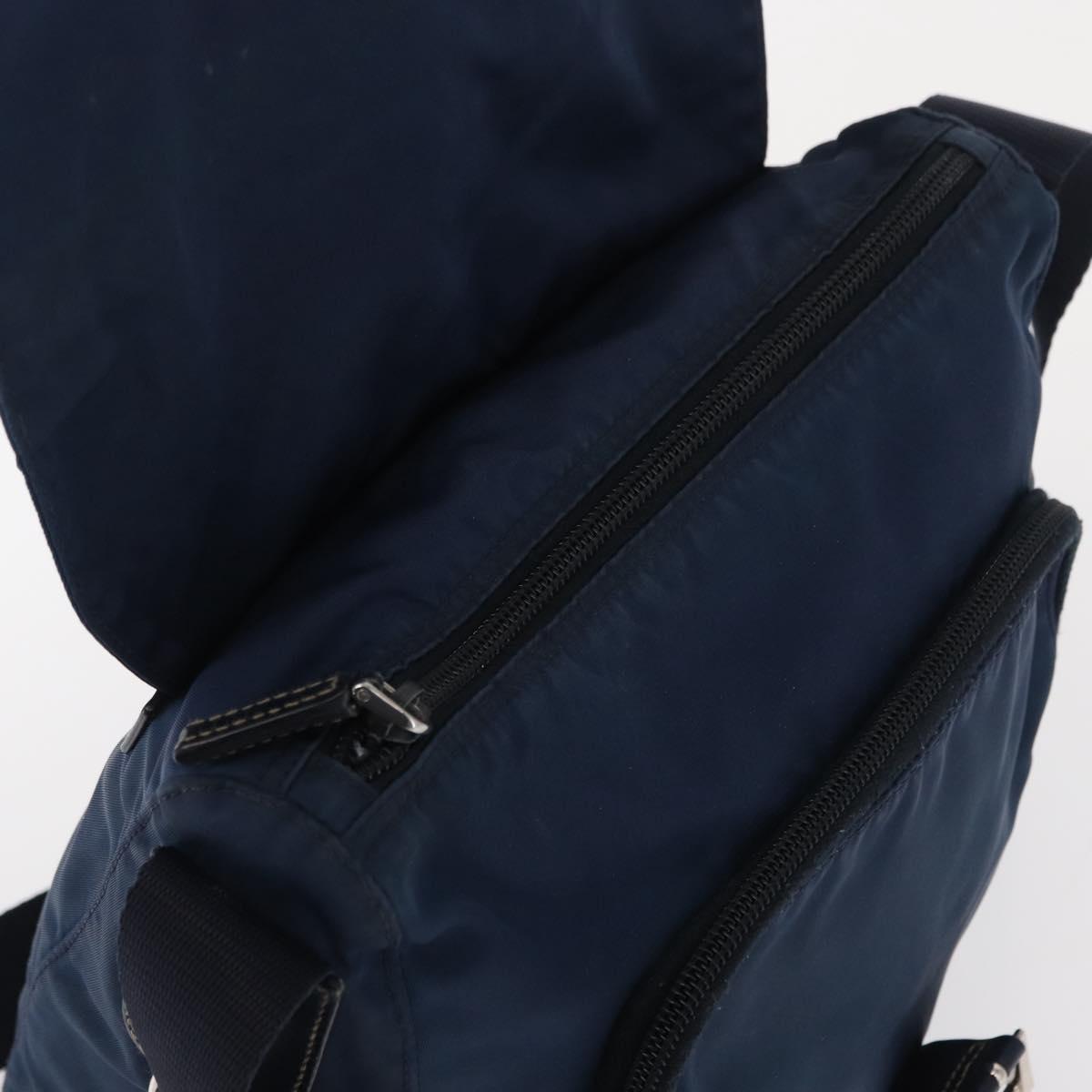 PRADA Shoulder Bag Nylon Navy Silver Auth ki6224