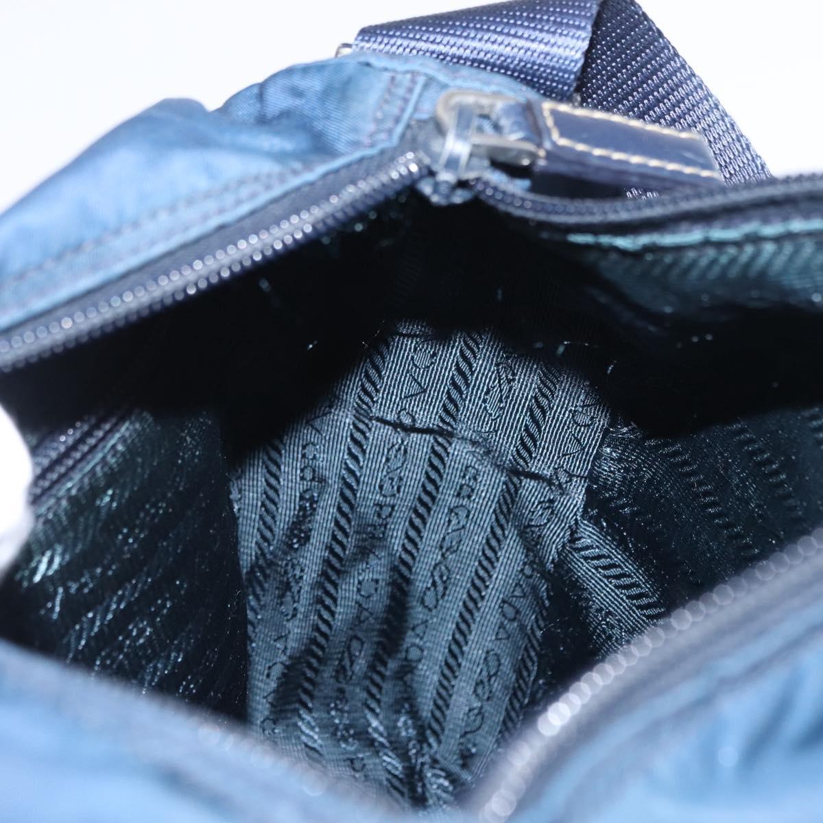 PRADA Shoulder Bag Nylon Navy Silver Auth ki6224