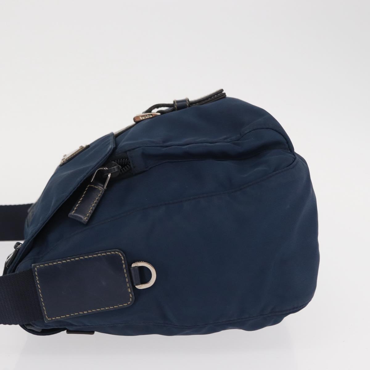PRADA Shoulder Bag Nylon Navy Silver Auth ki6224