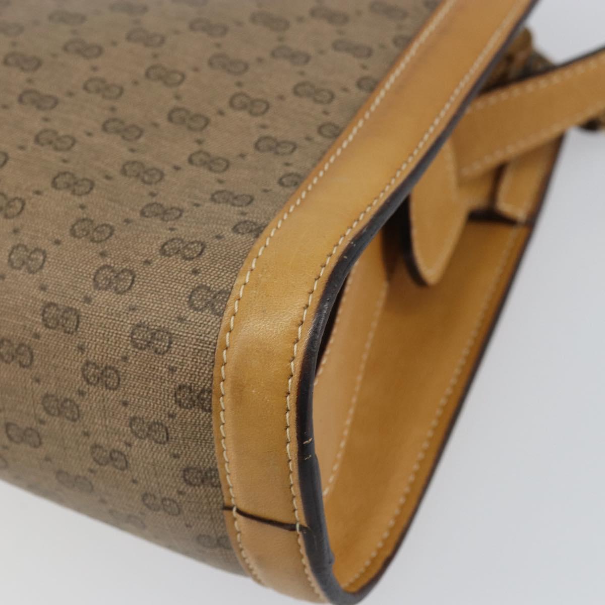 GUCCI Micro GG Supreme Shoulder Bag PVC Beige Gold Auth ki6225