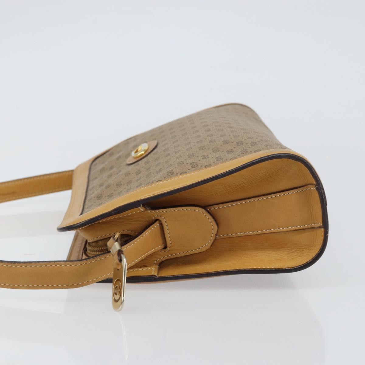 GUCCI Micro GG Supreme Shoulder Bag PVC Beige Gold Auth ki6225