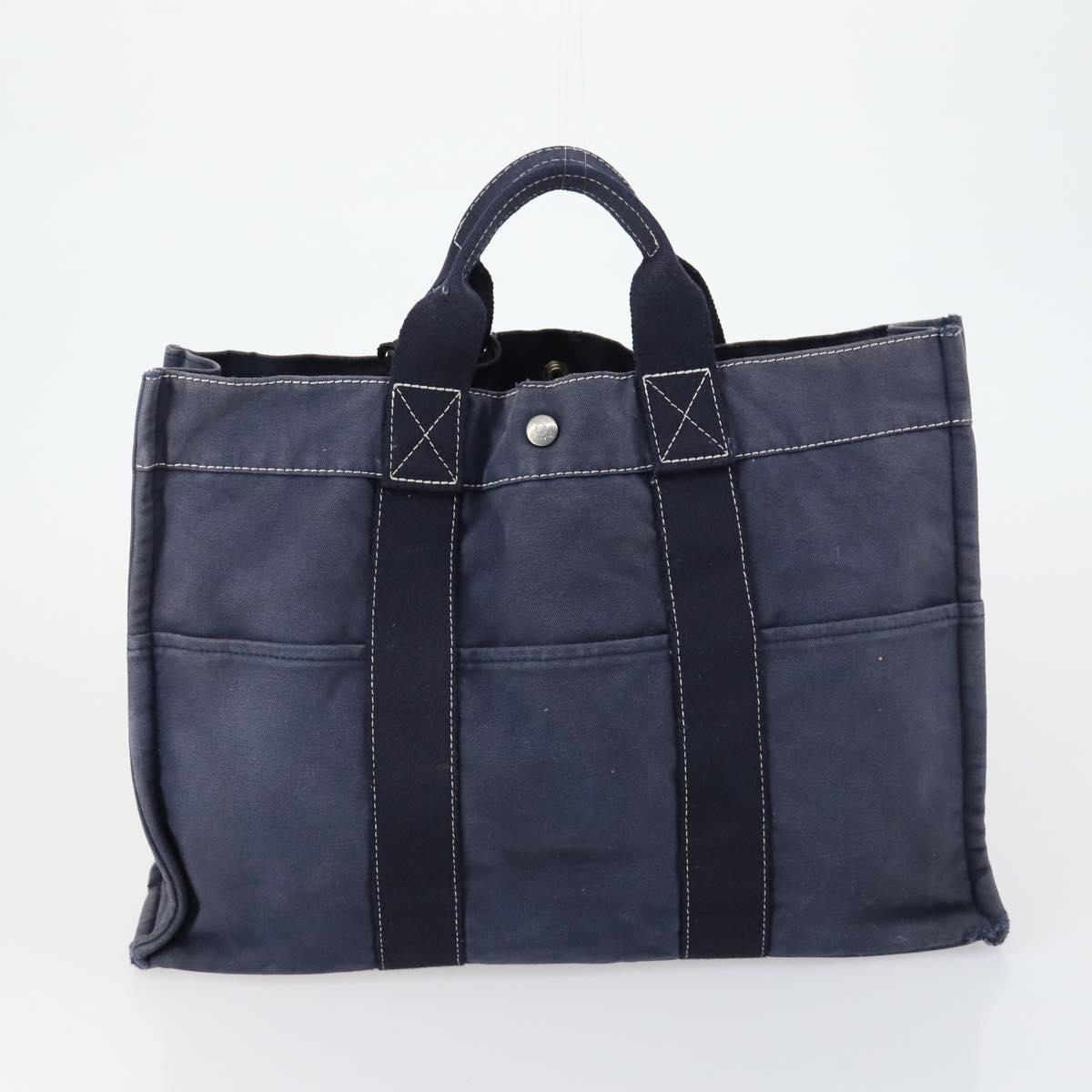 HERMES Fourre Tout Hand Bag Canvas 6 Set Gray Black Green Auth ki6229