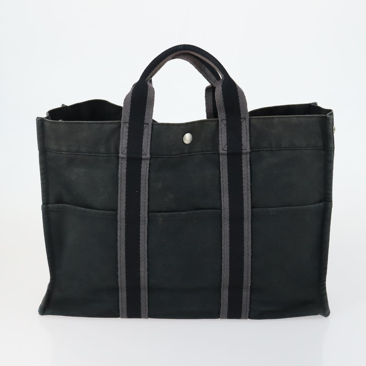 HERMES Fourre Tout Hand Bag Canvas 6 Set Gray Black Green Auth ki6229