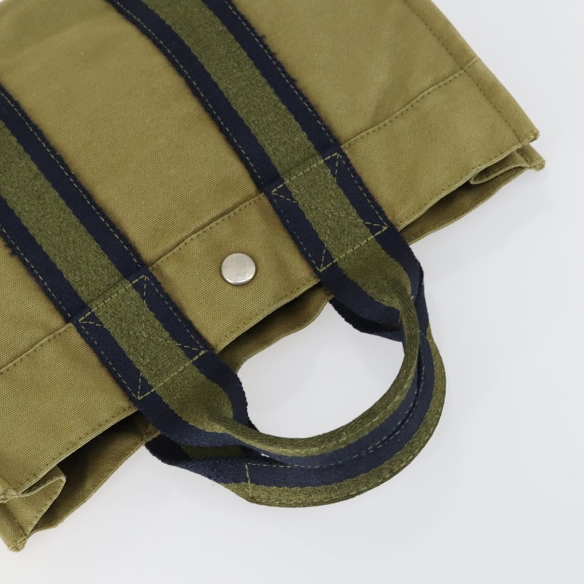 HERMES Fourre Tout Hand Bag Canvas 6 Set Gray Black Green Auth ki6229
