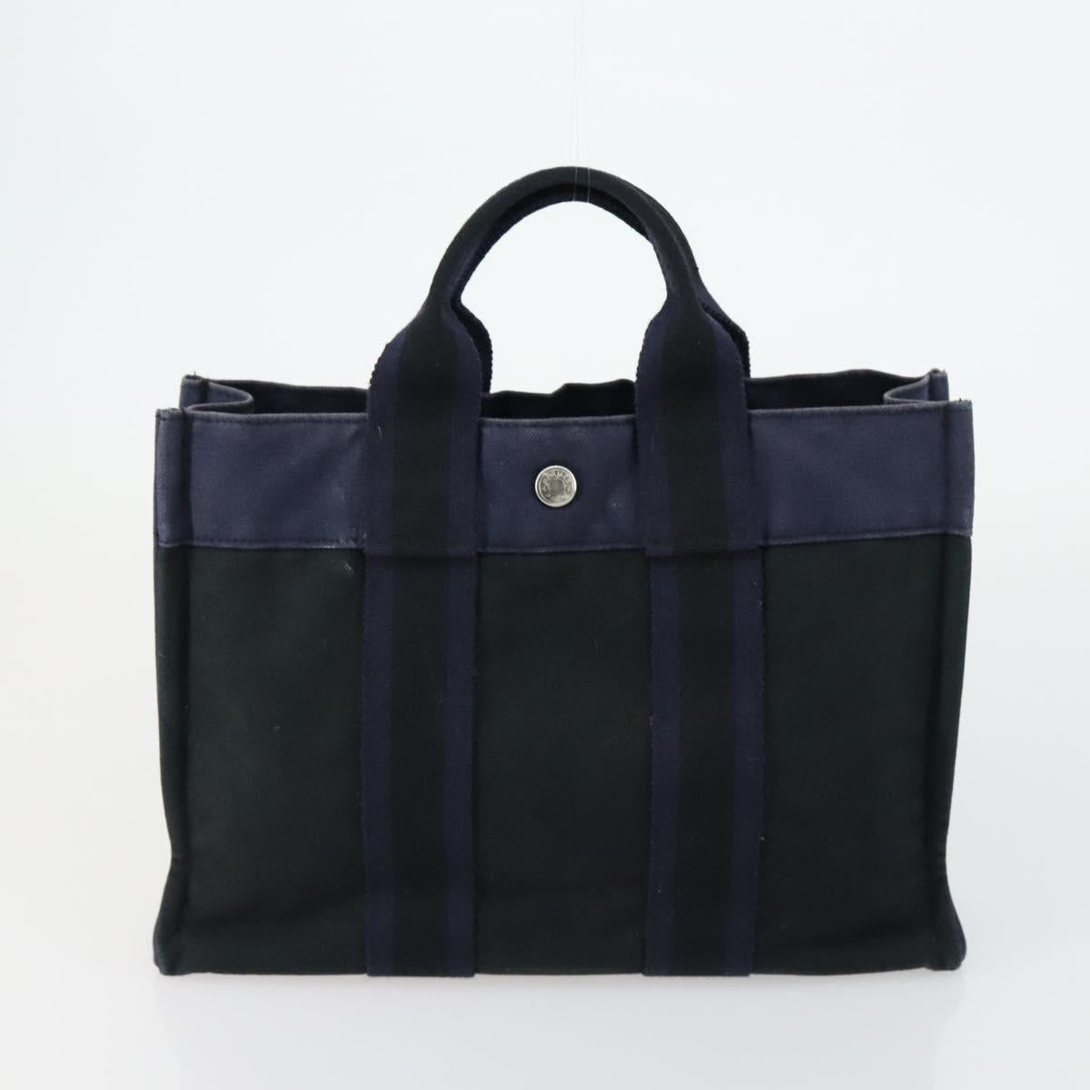 HERMES Fourre Tout Hand Bag Canvas 6 Set Gray Black Green Auth ki6229