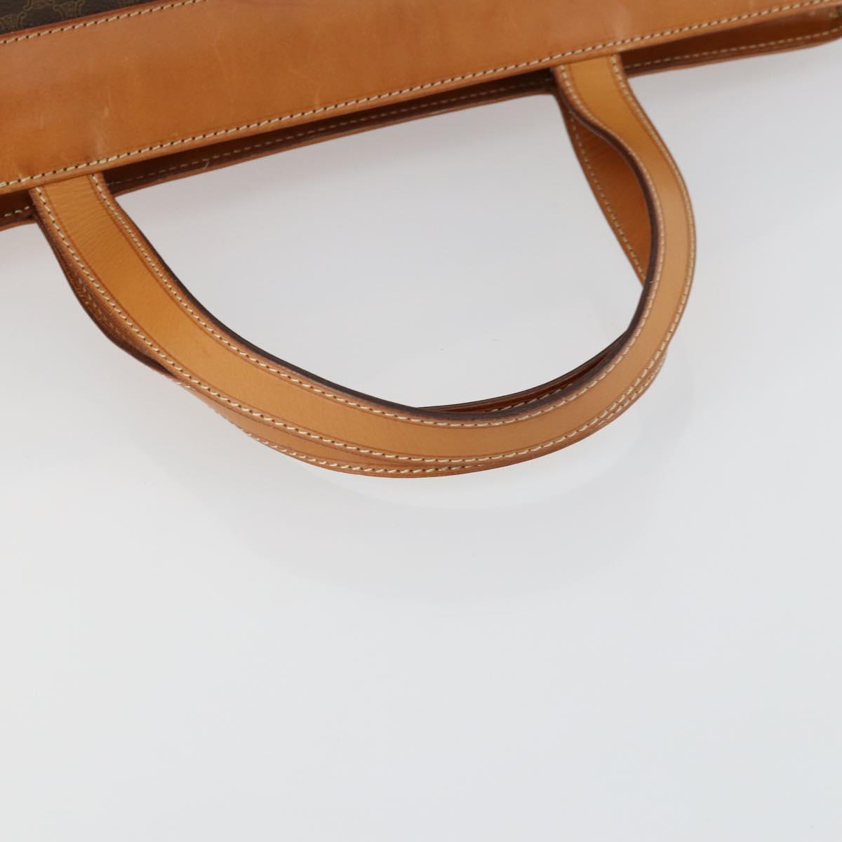 CELINE Macadam Canvas Tote Bag PVC Leather Brown Gold Auth ki6248