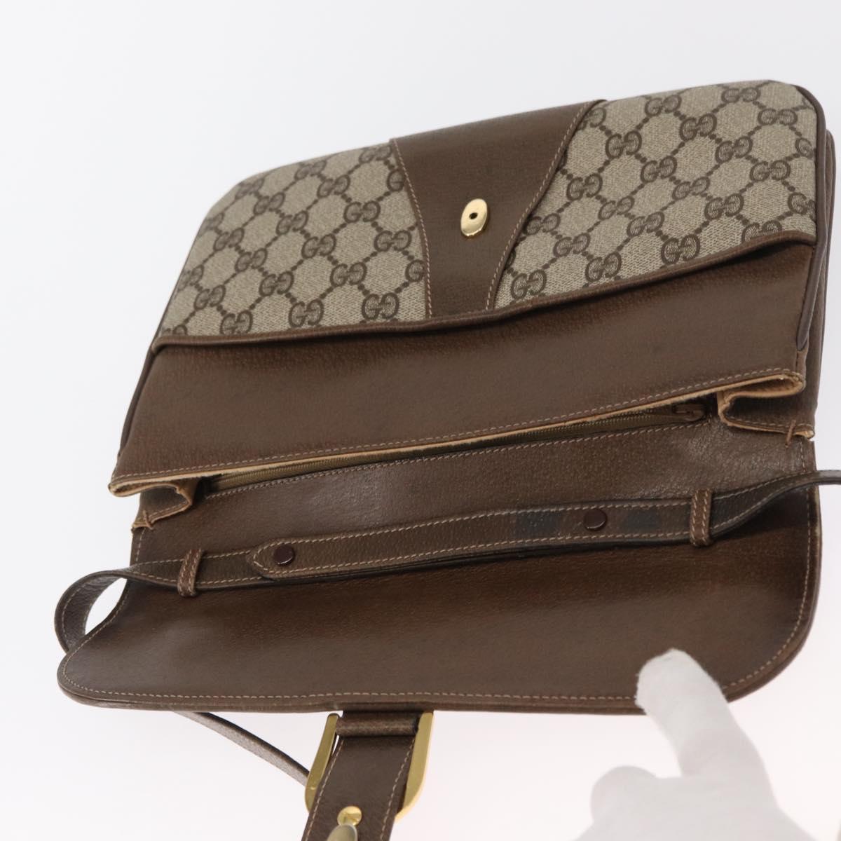 GUCCI GG Supreme Shoulder Bag PVC Leather 2way Beige Gold 65 02 025 Auth ki6263