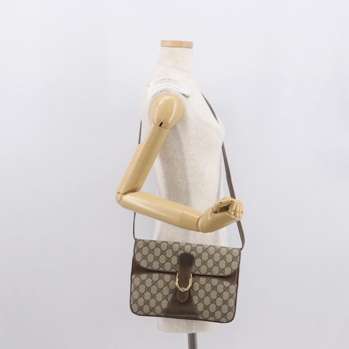 GUCCI GG Supreme Shoulder Bag PVC Leather 2way Beige Gold 65 02 025 Auth ki6263