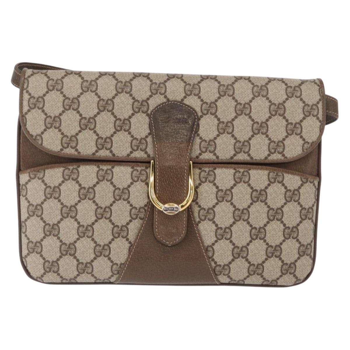 GUCCI GG Supreme Shoulder Bag PVC Leather 2way Beige Gold 65 02 025 Auth ki6263