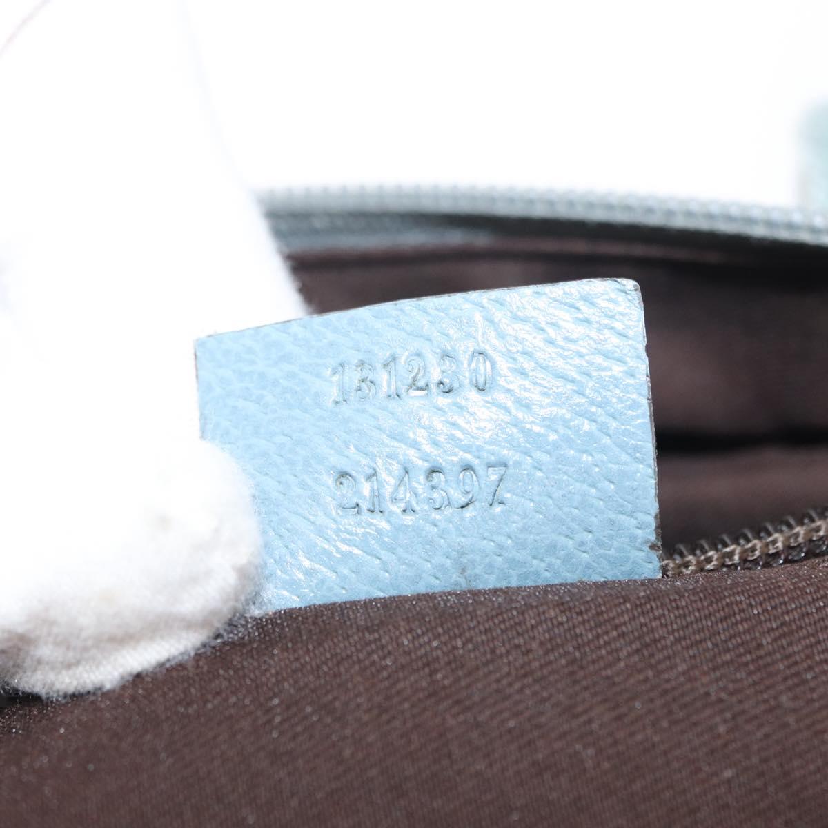 GUCCI GG Canvas Tote Bag Beige Light Blue Silver 131230 Auth ki6264