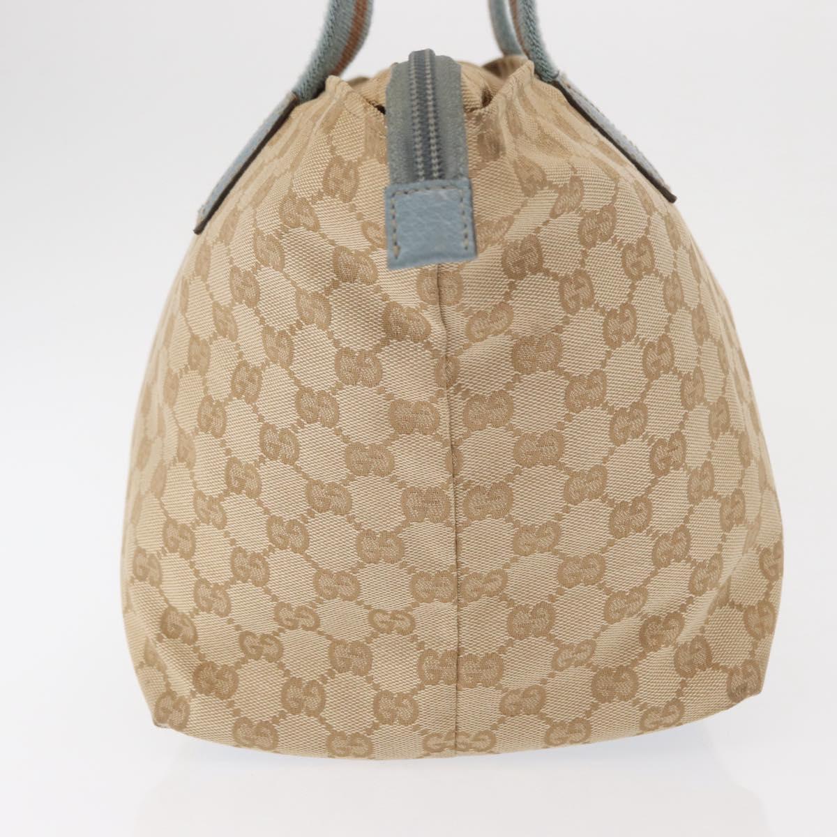 GUCCI GG Canvas Tote Bag Beige Light Blue Silver 131230 Auth ki6264