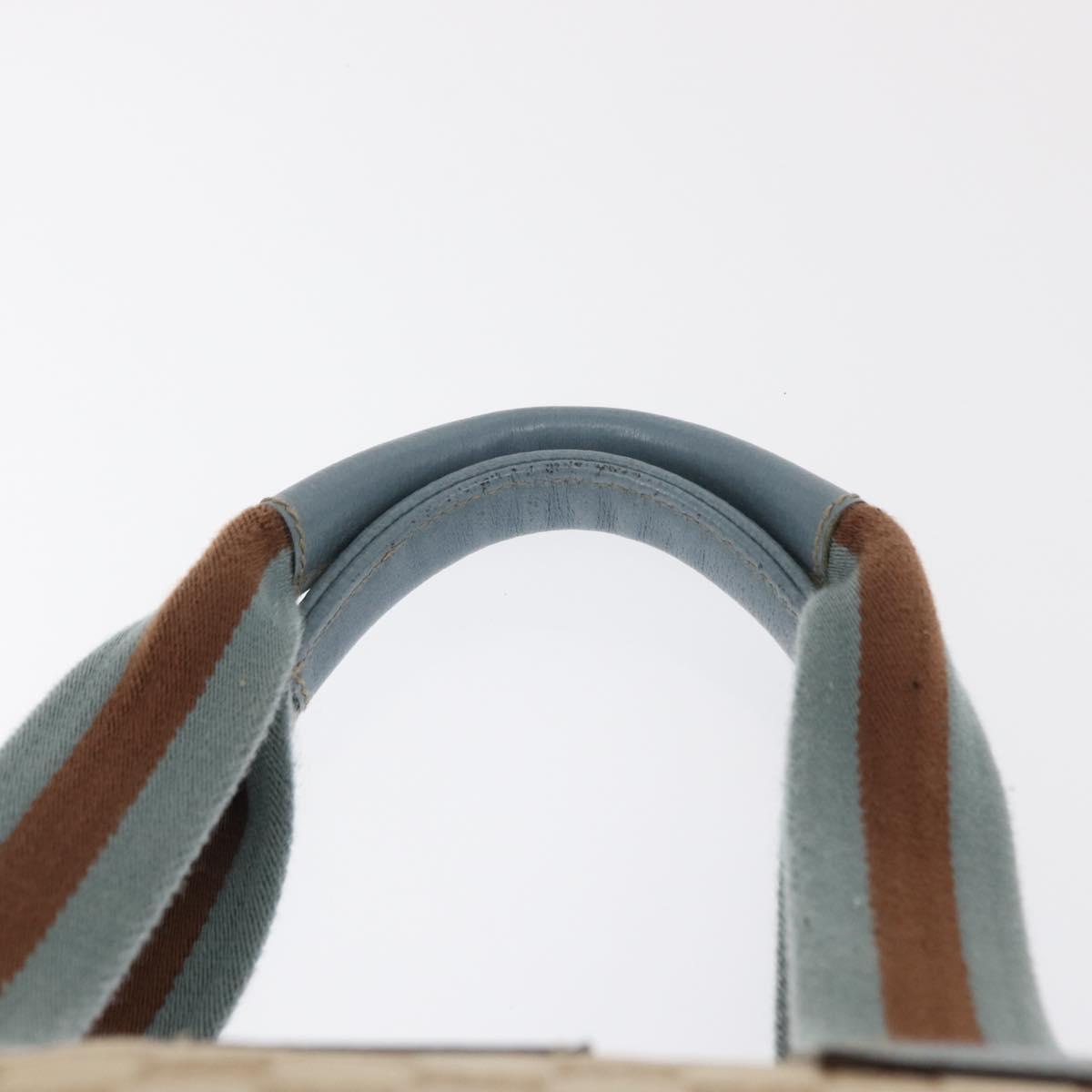 GUCCI GG Canvas Tote Bag Beige Light Blue Silver 131230 Auth ki6264