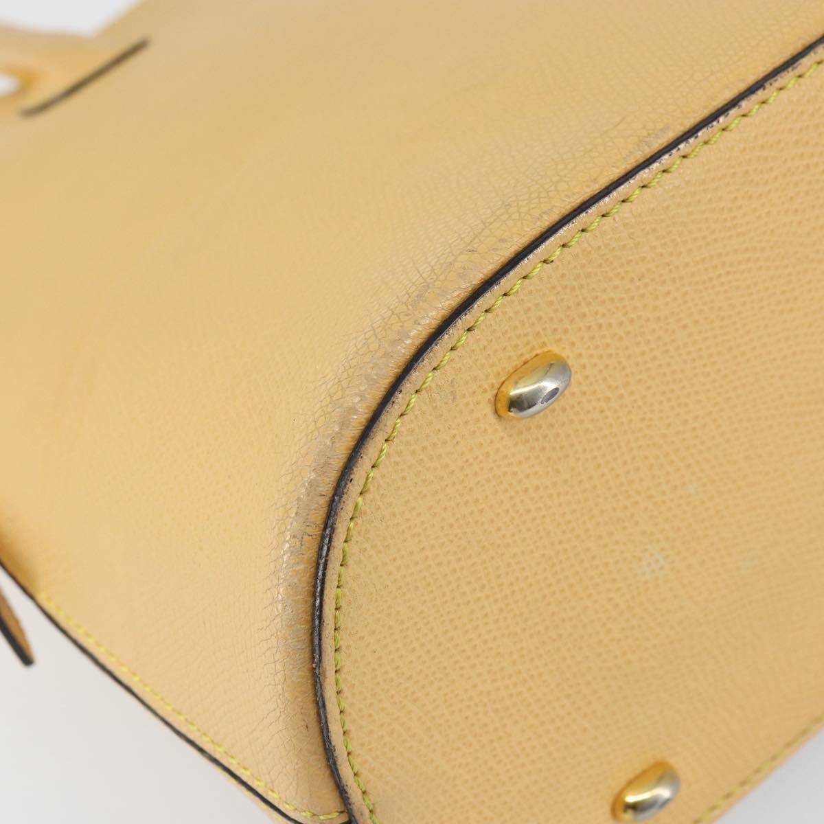 CELINE Hand Bag Leather Beige Gold Auth ki6269
