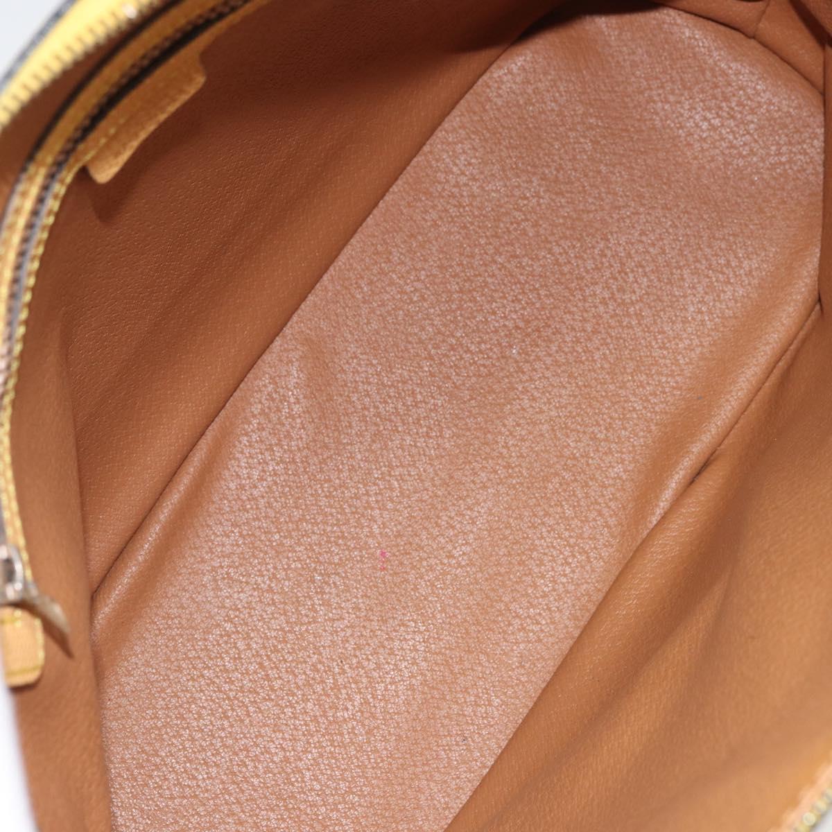 CELINE Hand Bag Leather Beige Gold Auth ki6269