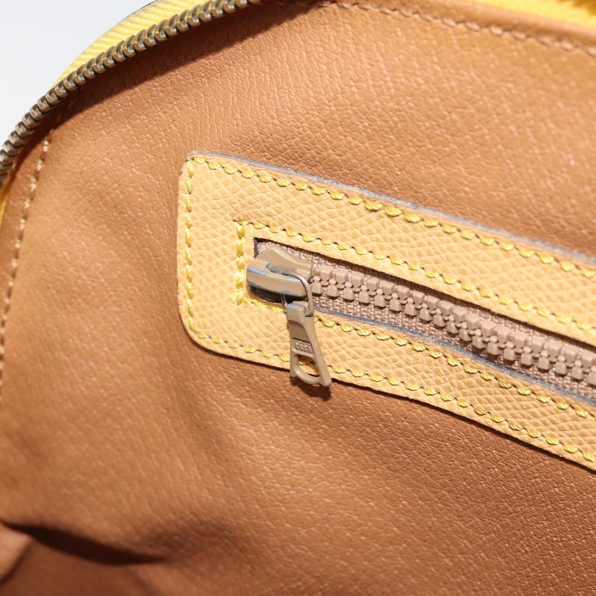 CELINE Hand Bag Leather Beige Gold Auth ki6269