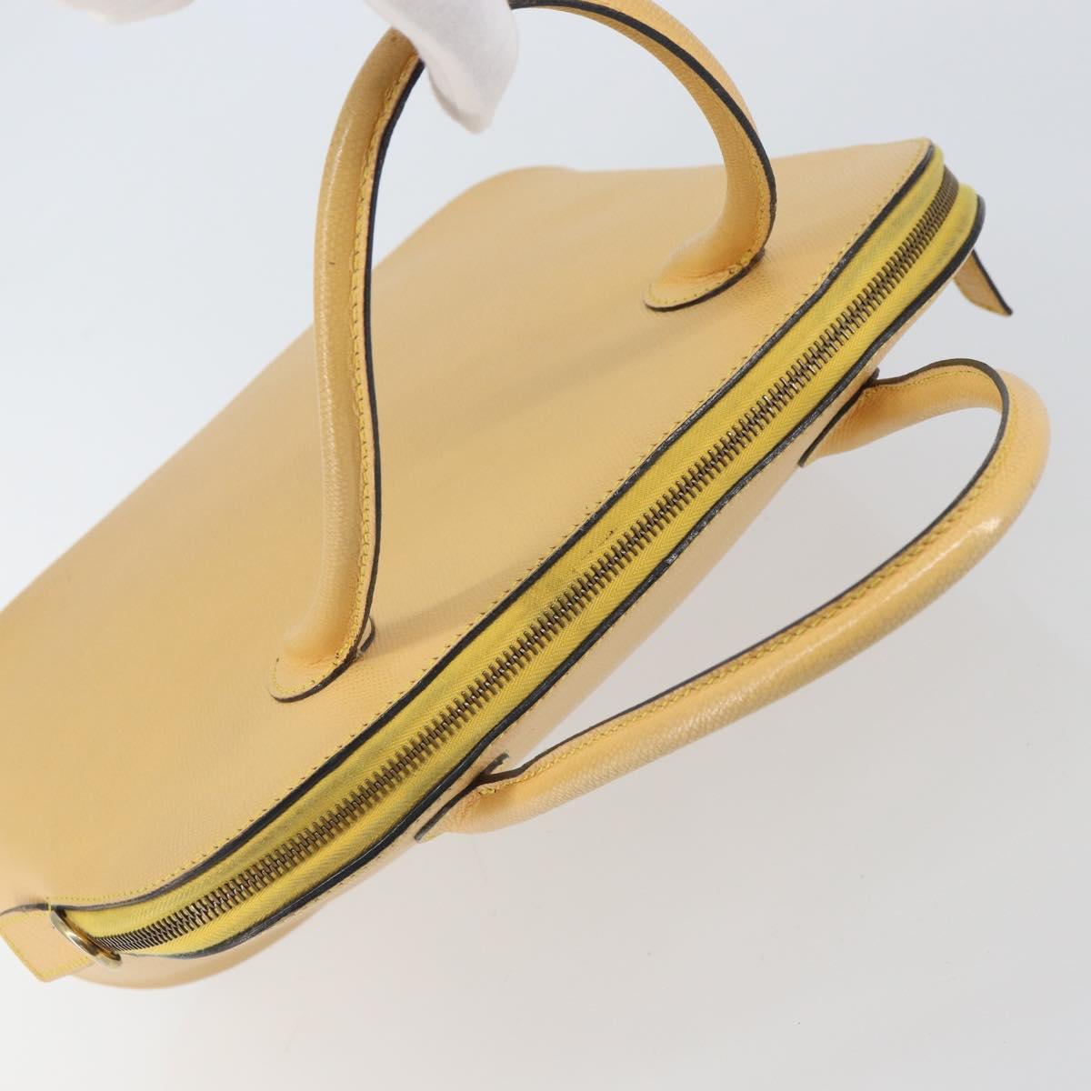 CELINE Hand Bag Leather Beige Gold Auth ki6269