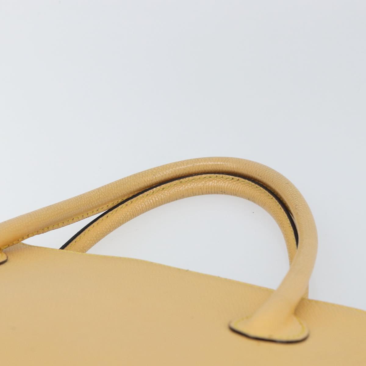 CELINE Hand Bag Leather Beige Gold Auth ki6269
