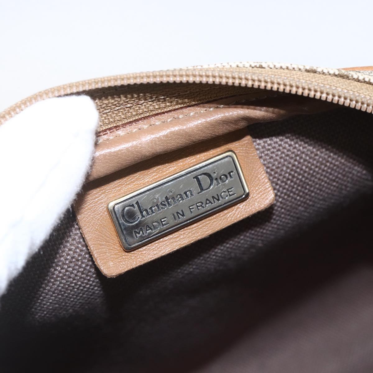 Christian Dior Honeycomb Canvas Shoulder Bag PVC Beige Gold Auth ki6276