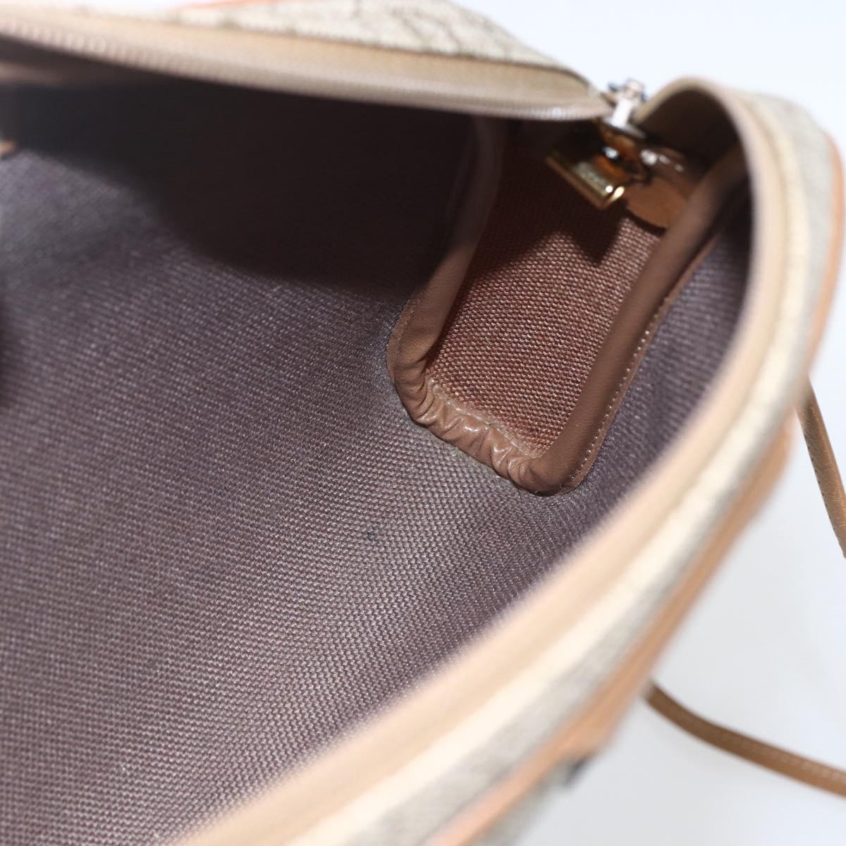 Christian Dior Honeycomb Canvas Shoulder Bag PVC Beige Gold Auth ki6276
