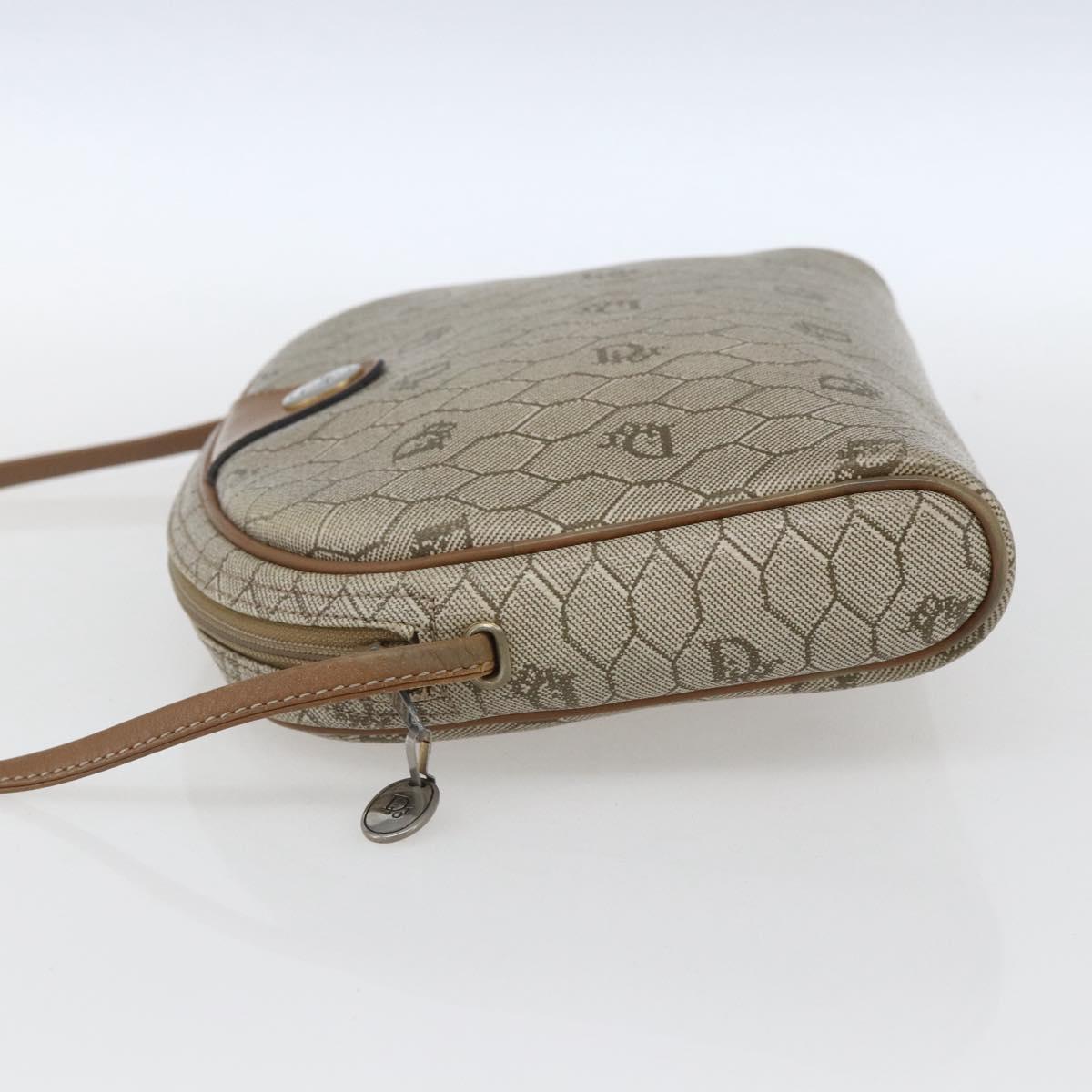 Christian Dior Honeycomb Canvas Shoulder Bag PVC Beige Gold Auth ki6276