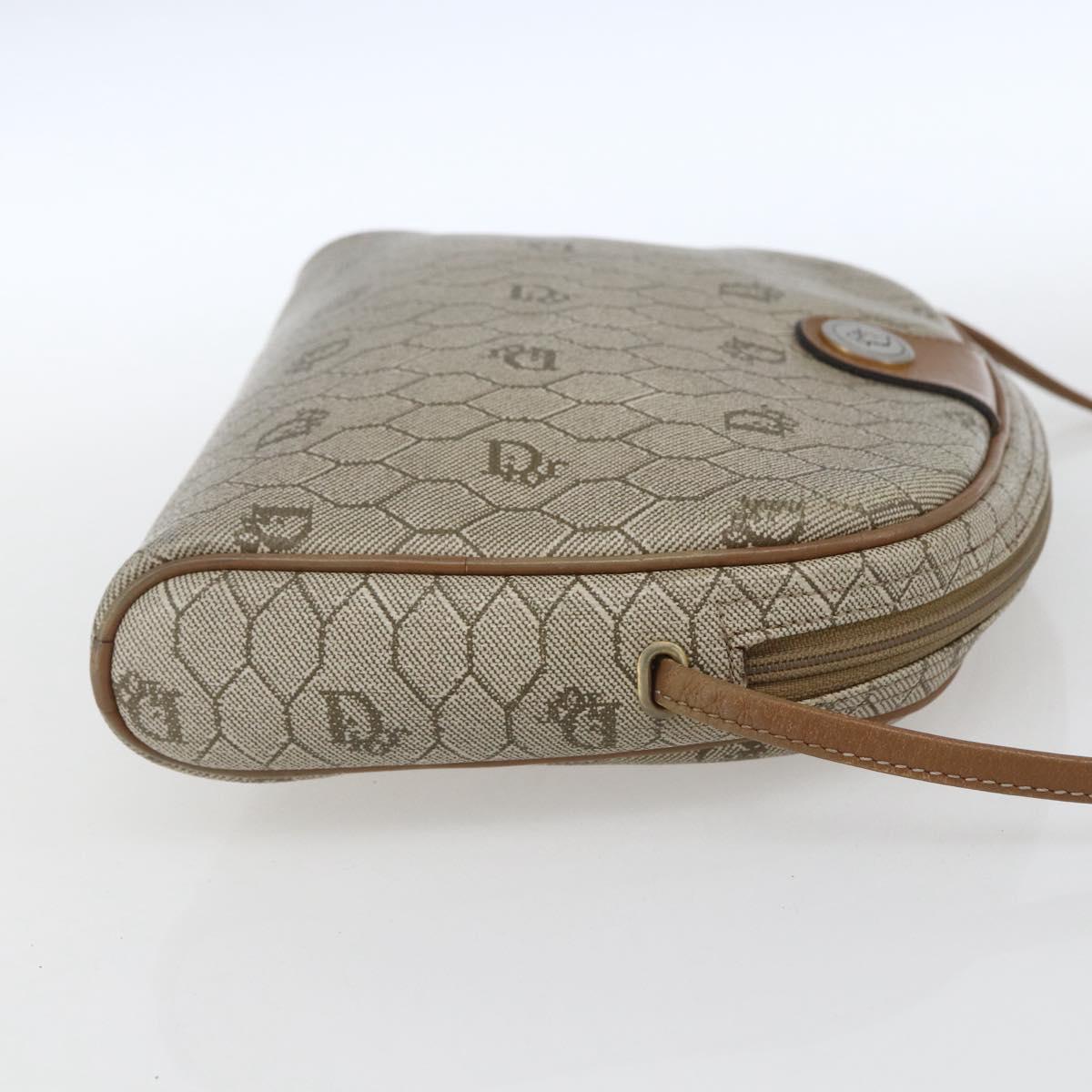Christian Dior Honeycomb Canvas Shoulder Bag PVC Beige Gold Auth ki6276