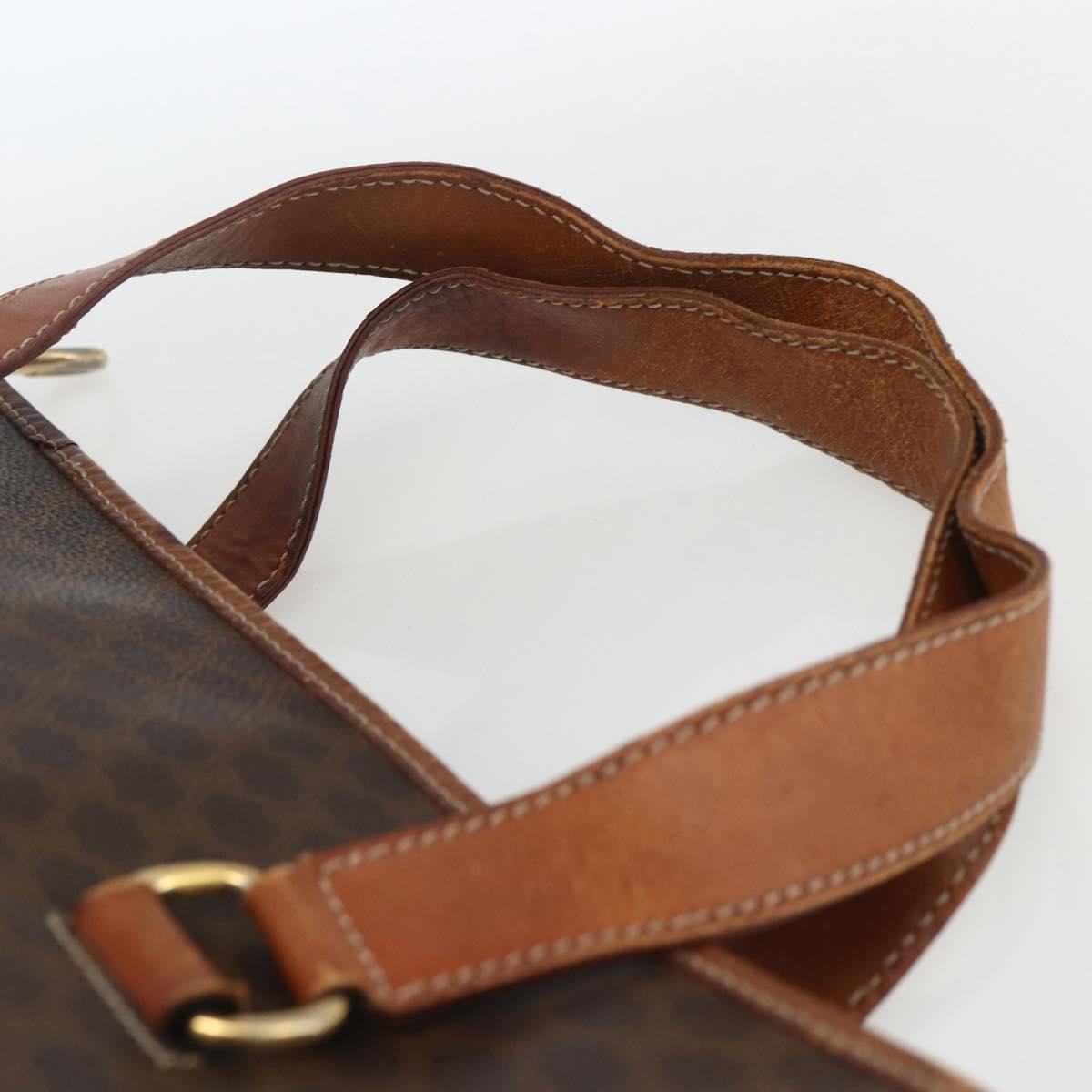 CELINE Macadam Canvas Tote Bag PVC Leather 2way Brown Gold Auth ki6278
