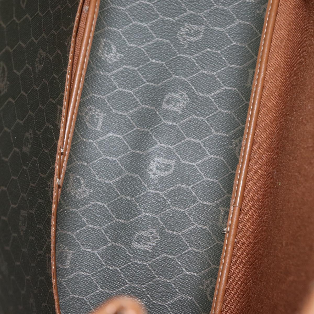 Christian Dior Honeycomb Canvas Shoulder Bag PVC Gray Gold Auth ki6281