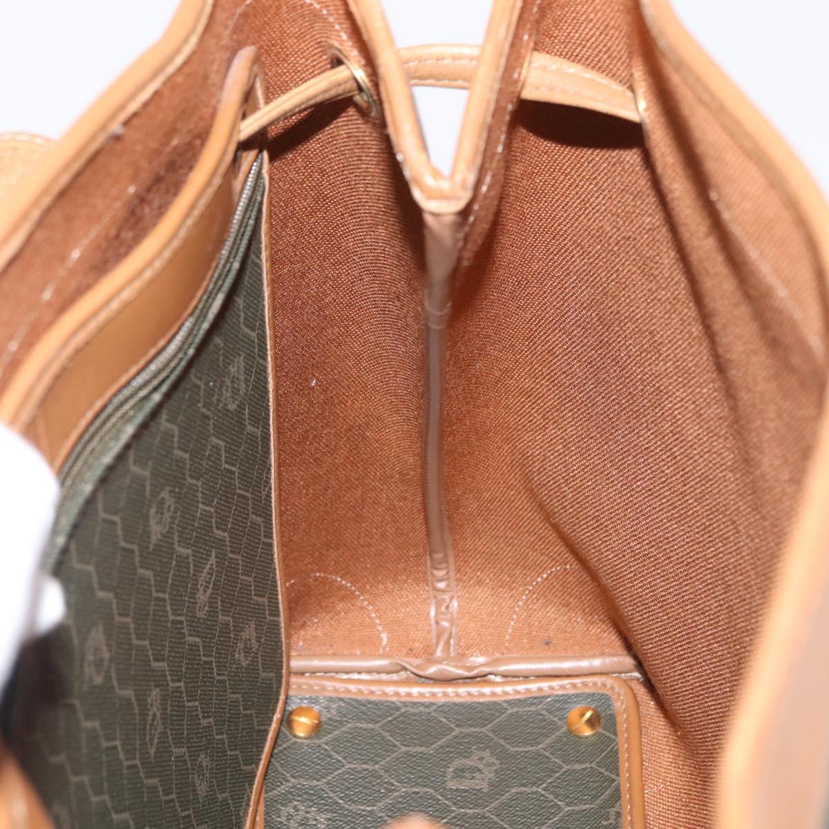 Christian Dior Honeycomb Canvas Shoulder Bag PVC Gray Gold Auth ki6281