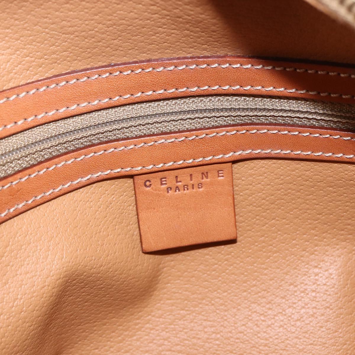 CELINE Macadam Canvas Hand Bag PVC Leather Brown Gold Auth ki6282