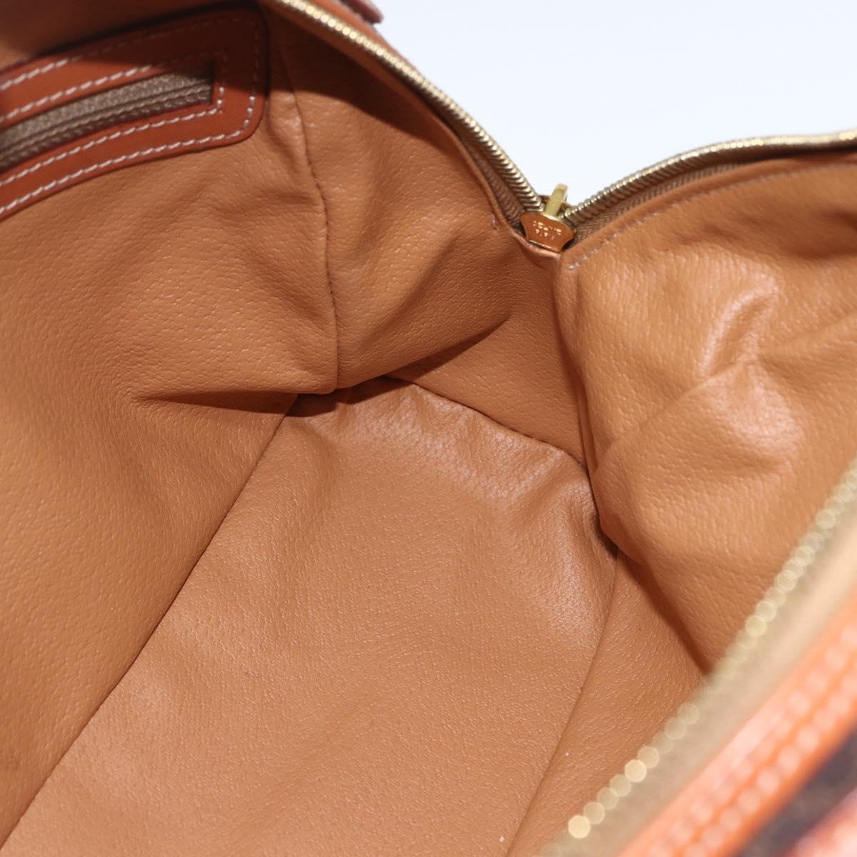 CELINE Macadam Canvas Hand Bag PVC Leather Brown Gold Auth ki6282