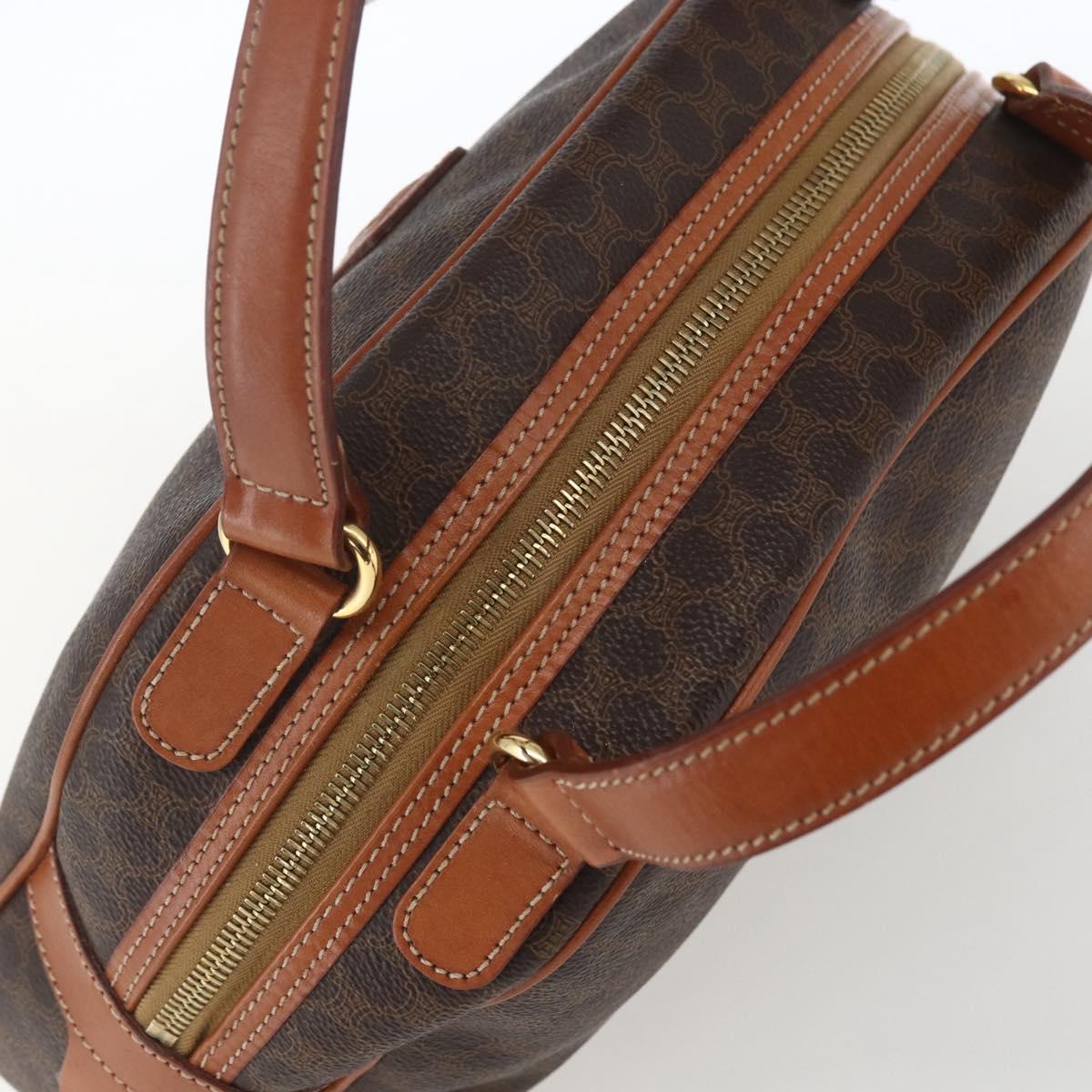 CELINE Macadam Canvas Hand Bag PVC Leather Brown Gold Auth ki6282